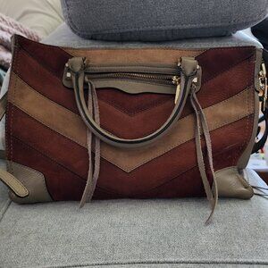 Rebecca Minkoff Regan Satchel crossbody Leather Bag - taupe gray multi color